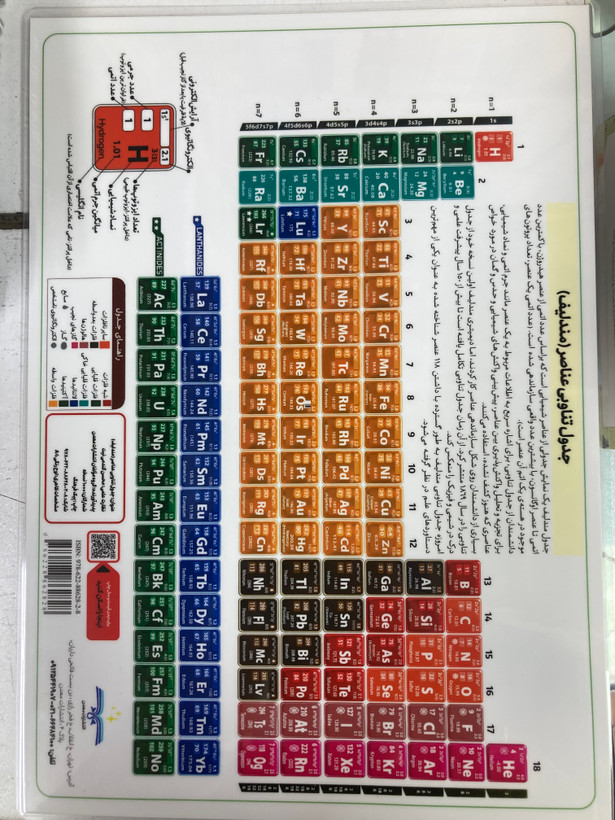 جدول مندلیف سایز A4